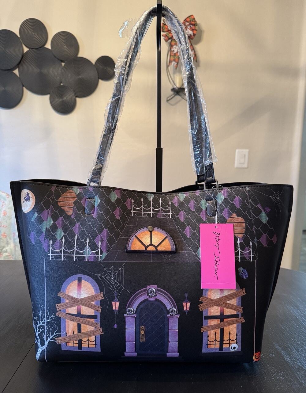 Betsey Johnson Boo & Breakfast Tote Bag Black NWT
